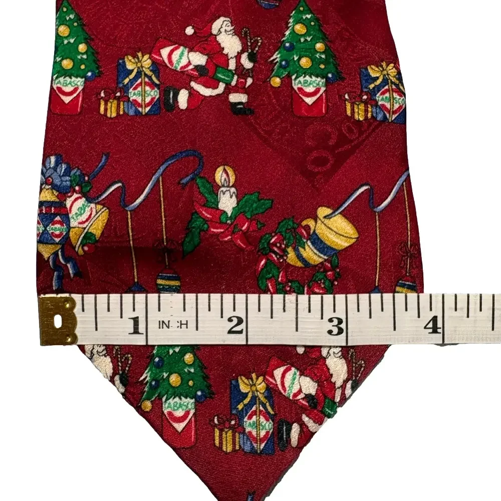 Tabasco 100% Silk Christmas Novelty Necktie Set Santa Holiday Ties Pair